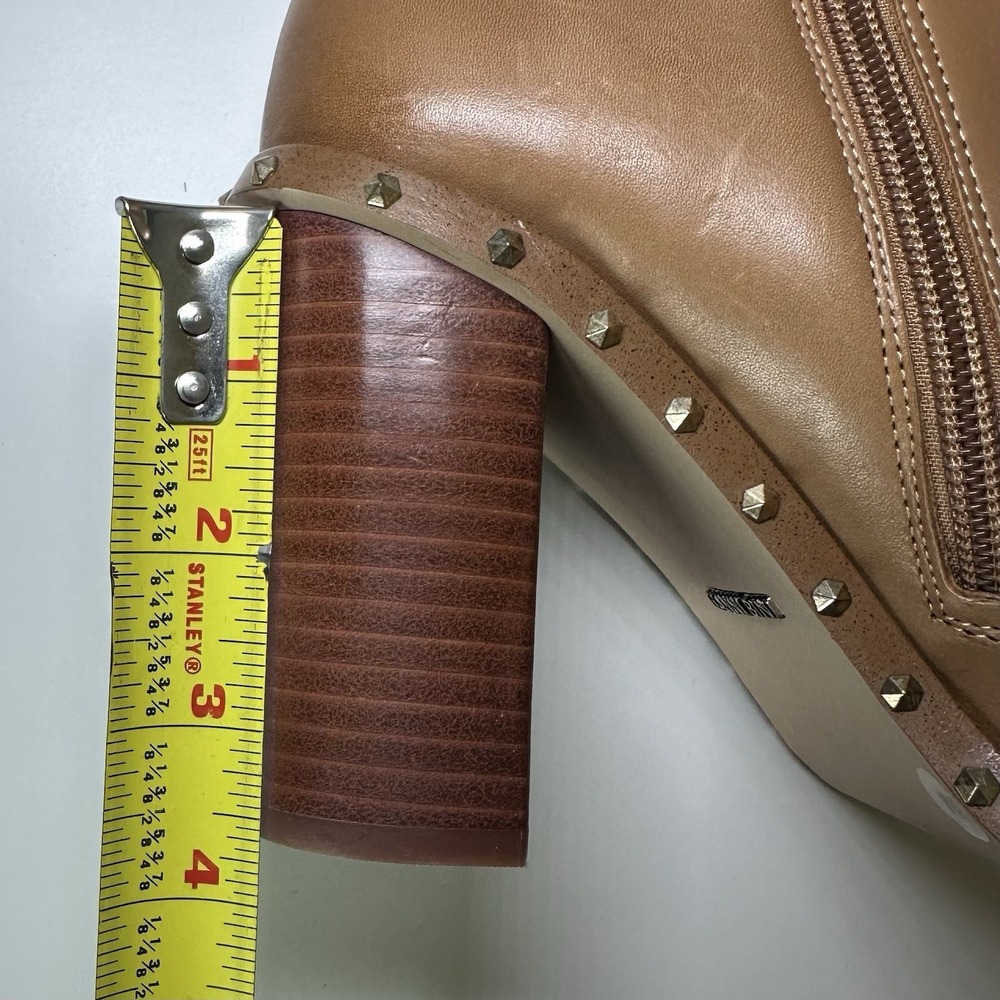 Gianni Bini Brown Leather Studded Ankle Bootie Zip Almond Toe Women's Sz 8 Boot - Picture 10 of 10